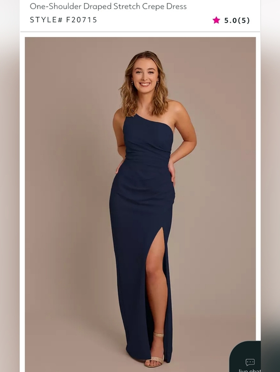 David's Bridal Dresses & Skirts - Marine Blue One-Shoulder Draped Crepe Gown